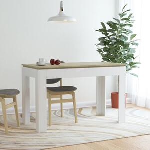 Dining Table White and Sonoma Oak 120x60x76 cm Chipboard