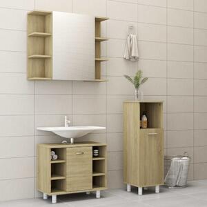 3 Piece Bathroom Furniture Set Sonoma Oak Chipboard
