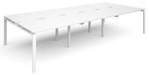 Prime Back To Back Triple Bench Desk (White Legs), 360wx160dx73h (cm), White