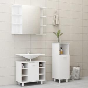 3 Piece Bathroom Furniture Set High Gloss White Chipboard