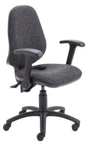 Orchid Lumbar Pump Ergonomic Operator Chair With Folding Arms, Charcoal