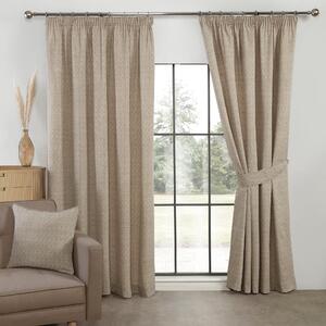 Aztec Ready Made Pencil Pleat Curtains Linen