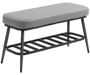 HOMCOM PU Leather Shoe Storage Bench - Grey