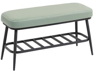 HOMCOM PU Leather Shoe Storage Bench - Green