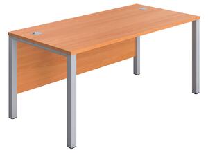 Progress H-Leg Narrow Rectangular Desk, 120wx60dx73h (cm), Silver/Beech