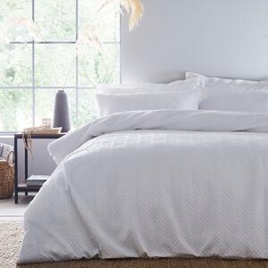 Parisa Geometric White Duvet Cover and Pillowcase Set White