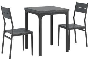 HOMCOM Three-Piece Minimal and Compact Dining Set, Grey Wood Grain