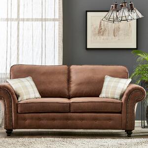 Oakland Soft Faux Leather 3 Seater Sofa Brown