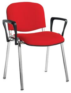 Pack Of 4 Chrome Frame Conference Chairs With Arms, Red