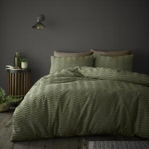 Arlo Olive 100% Cotton Duvet Cover and Pillowcase Set Green