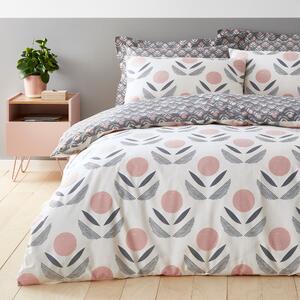 Elements Asa Charcoal and Blush Duvet Cover and Pillowcase Set Charcoal/White/Beige