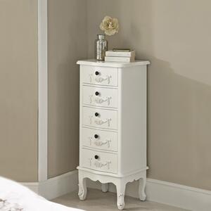 Toulouse Tall 5 Drawer Chest, Ivory White