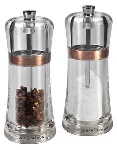 Cole & Mason Fontwell Copper Mill Set Clear, Silver and Gold