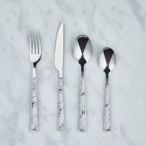 Marble Effect 16 Piece Cutlery Set Silver