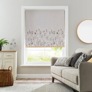 Scandi Flowers Natural Blackout Roller Blind Grey, White and Yellow