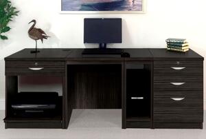 Small Office Desk Set With 1+3 Drawers, Printer Shelf & CPU Unit (Black Havana)