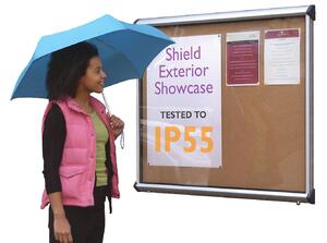 Shield Exterior Showcase Noticeboards, Aluminium/Light Grey