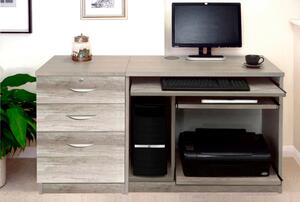 Small Office Desk Set With Computer Workstation & 3 Drawers (Grey Nebraska)
