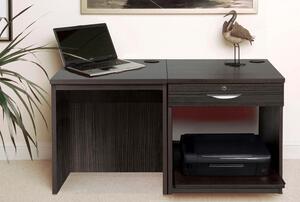 Small Office Desk Set With Single Drawer & Printer Shelf (Black Havana)