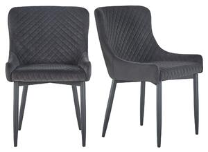 Montreal Set of 2 Dining Chairs, Velvet Charcoal