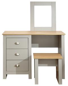 Lancaster 3 Drawer Dressing Table Set with Mirror Grey and Brown