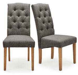 Darcy Set of 2 Dining Chairs, Linen Charcoal
