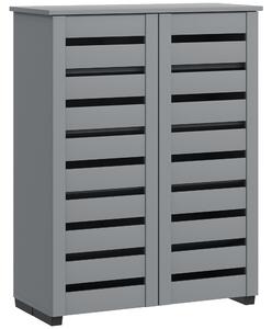 HOMCOM Narrow Shoe Cabinet for Entryway, Slim 5-Tier Shoe Storage Cupboard with Slatted Doors & Adjustable Shelves, Grey Aosom UK