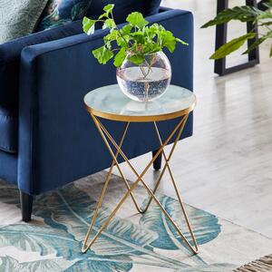 Lexi White Marble Effect Side Table White
