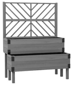 Outsunny Raised Garden Bed with Trellis, 2-Tier Wooden Elevated Planter Box for Vegetables, Flowers, Herbs, Grey