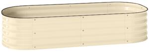 Outsunny Galvanised Raised Garden Bed, Metal Planter Box with Safety Edging, for Flowers, Herbs, Succulents, Cream White