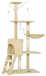 PawHut Multi-Level Cat Tower, 134cm Cat Tree with Condo and Sisal Scratching Posts for Indoor Kittens, Beige