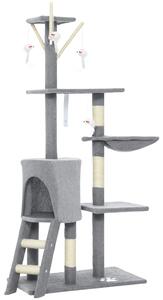 PawHut Multi-Level Cat Tower, 134cm Cat Tree with Condo and Sisal Scratching Posts for Indoor Kittens, Grey