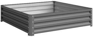 Outsunny 432L Square Raised Garden Bed Box Steel Frame for Vegetables, Flowers and Herbs, 120 x 120 x 30cm, Light Grey