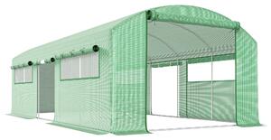 Outsunny 19 x 9.8ft Walk-In Polytunnel Greenhouse - Green