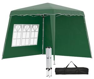 Outsunny Pop Up Gazebo with 2 Sides, Slant Legs and Carry Bag, Height Adjustable UV50+ Party Tent Event Shelter for Garden, Patio, Green