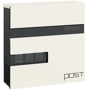HOMCOM Wall Mounted Post Box with Viewing Window, 2 Lock, Modern Galvanised Steel Mailbox with Copper Core, Weatherproof Letterbox for Outdoor Use, Easy to Install, White