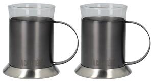 La Cafetiere Set of 2 Brushed Gunmetal Glass Cups Grey