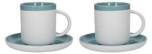 La Cafetiere Barcelona Retro Blue Pack of 2 Espresso Cups and Saucers Blue/Grey