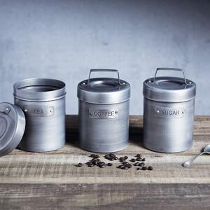 Set of 3 Industrial Canisters Silver