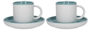 La Cafetiere Barcelona Retro Blue Pack of 2 Coffee Cups and Saucers Blue/Grey