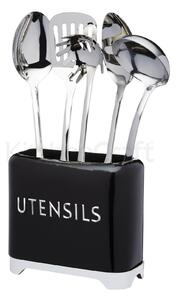 Lovello Black Utensil Tin Black and Silver