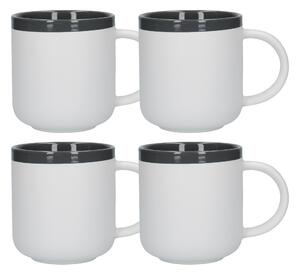 Set of 4 La Cafetiere Barcelona Cool Grey Latte Mugs Grey and White