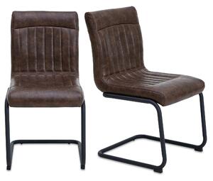 Felix Set of 2 Cantilever Dining Chairs, Faux Leather Brown