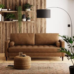 Zoe Faux Leather 3 Seater Sofa Brown