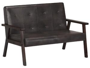 247648 2-Seater Sofa Grey Real Leather