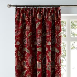 Edina Chenille Pencil Pleat Curtains Red