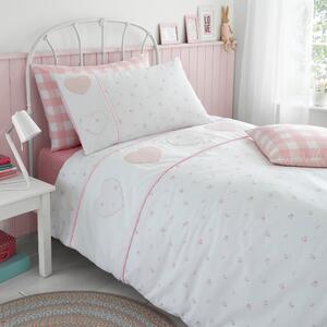 Patchwork Hearts Duvet Cover and Pillowcase Set Pink and White