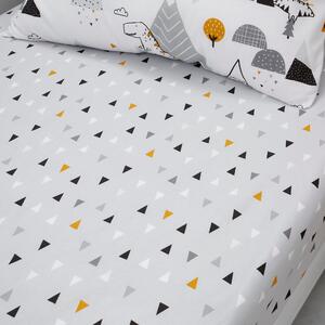 Elements Geosaurus 100% Cotton Fitted Sheet Grey, Yellow and White
