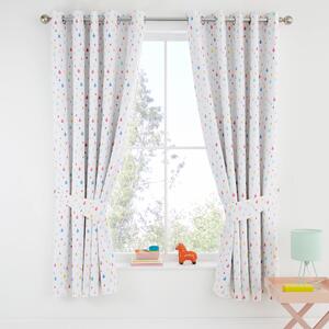 Elements Rainbow Geometric 100% Cotton Blackout Eyelet Curtains White, Pink and Blue