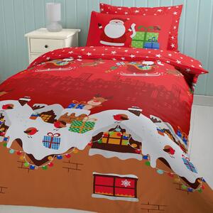 Catherine Lansfield Santas Christmas Presents Duvet Cover and Pillowcase Set MultiColoured
